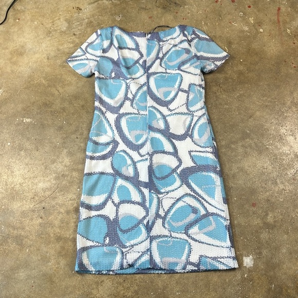 Muse Blue and White Abstract Mini Dress - Picture 2 of 6